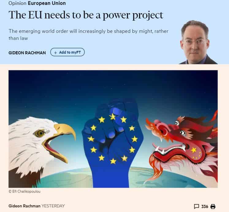 EU pitää olla voimhanke Rachman 20191007
