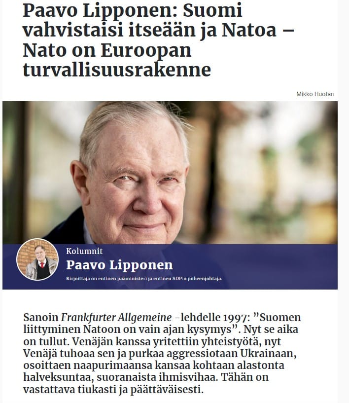 Paavo Lipposen nato kolumnin 20220413