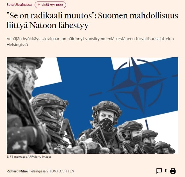 Suomen mahdollisuus liittyä Natoon 20220404