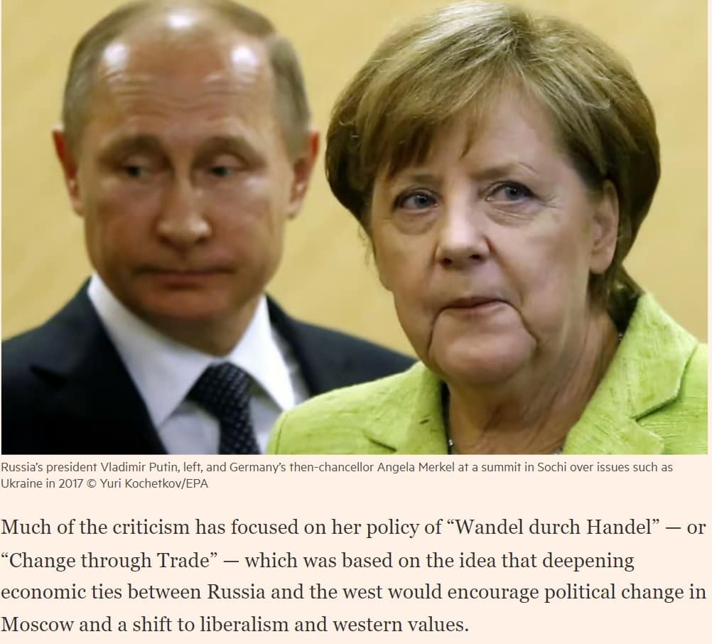 Putin ja Merkel ja Wandel durch Handel Ft 20220607
