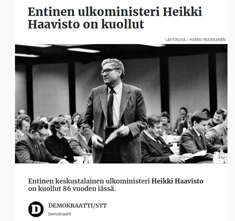 Heikki Haavisto on kuollutDemokraatti 20220722
