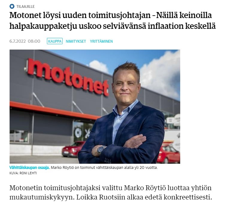 Marko Röyttiö Motonetin johtoon 20220706