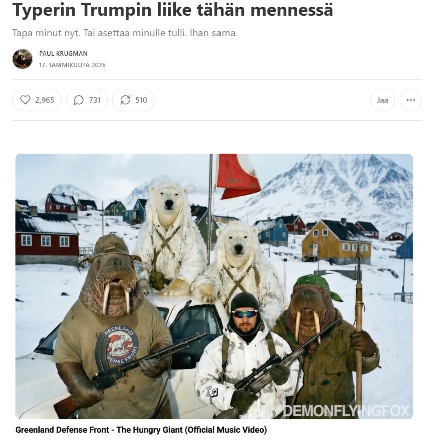 Krugman Trumpin typerin teko 20260117