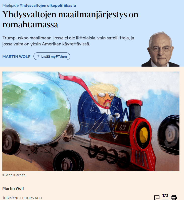 Yhdysvaltojen mailman järjestys on romahtamassa Wolf 20260902